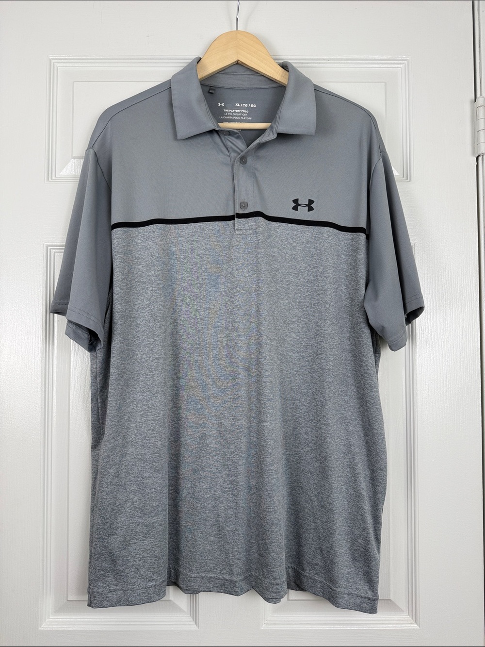 Under Armour Gray Two-Tone Short Sleeve Loose Heatgear Polo with Black Accent XL